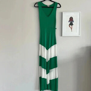 De Colores Green Chevron Maxi Dress